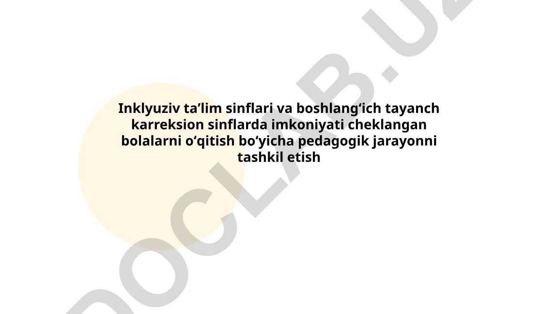 Inklyuziv ta'lim sinflari va boshlang'ich tayanch karreksion sinflarda imkoniyati cheklangan bolalarni o'qitish