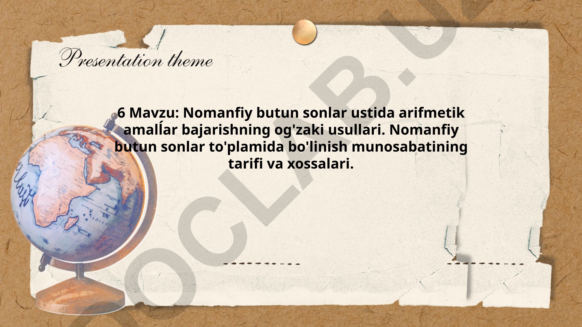 Nomanfiy butun sonlar ustida arifmetik amallar bajarishning og'zaki usullari va bo'linish munosabati