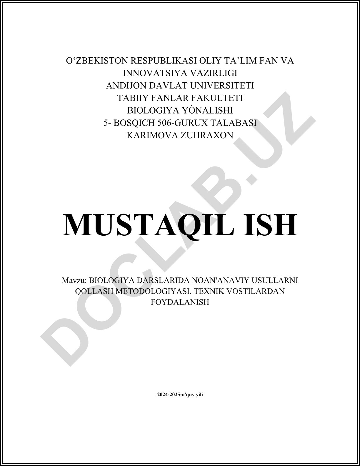 Biologiya darslarida noan'anaviy usullarni qo'llash metodologiyasi