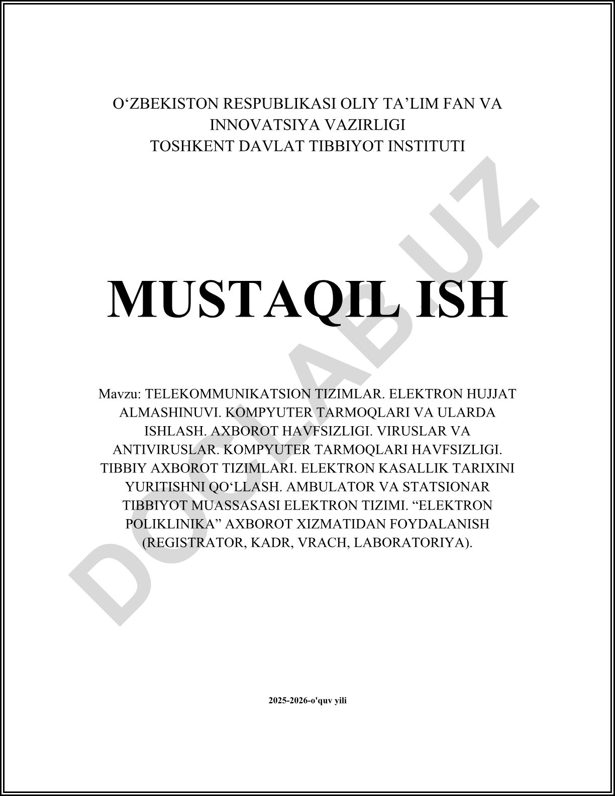 Telekommunikatsion tizimlar, elektron hujjat almashinuvi va tibbiy axborot tizimlari