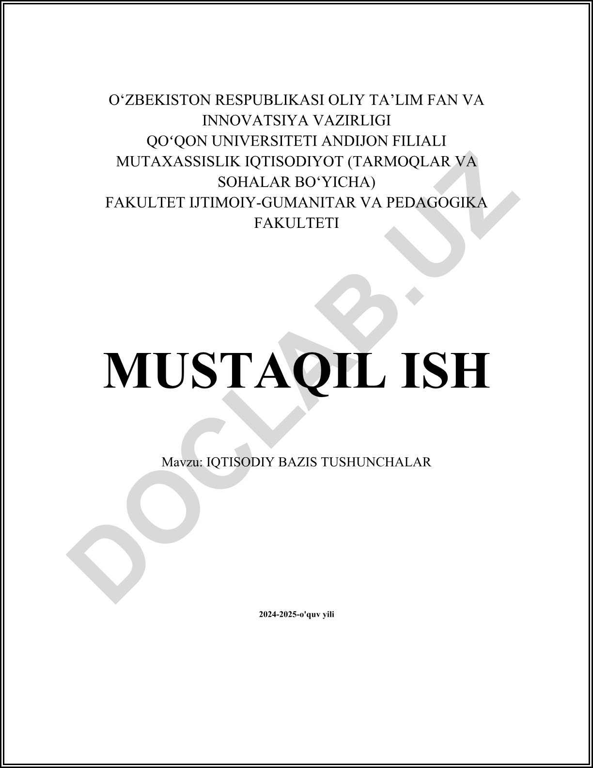Iqtisodiy bazis tushunchalari