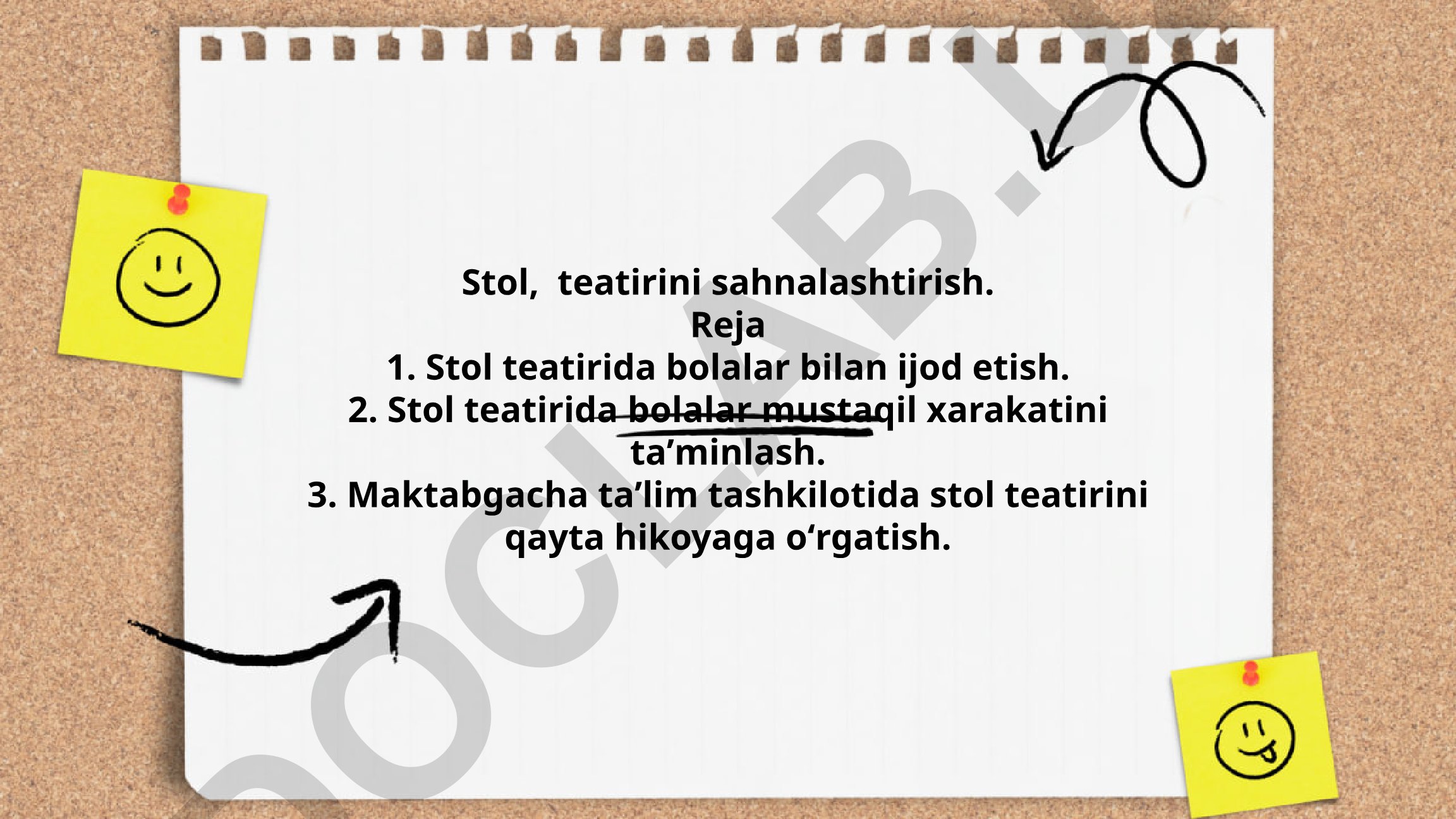 Stol teatirini sahnalashtirish va bolalar bilan ijod etish metodikasi