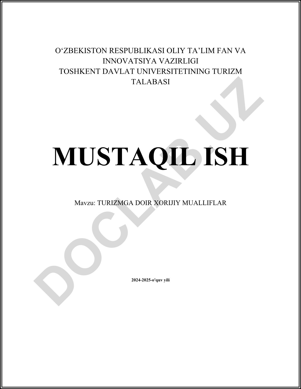 Turizmga doir xorijiy mualliflar