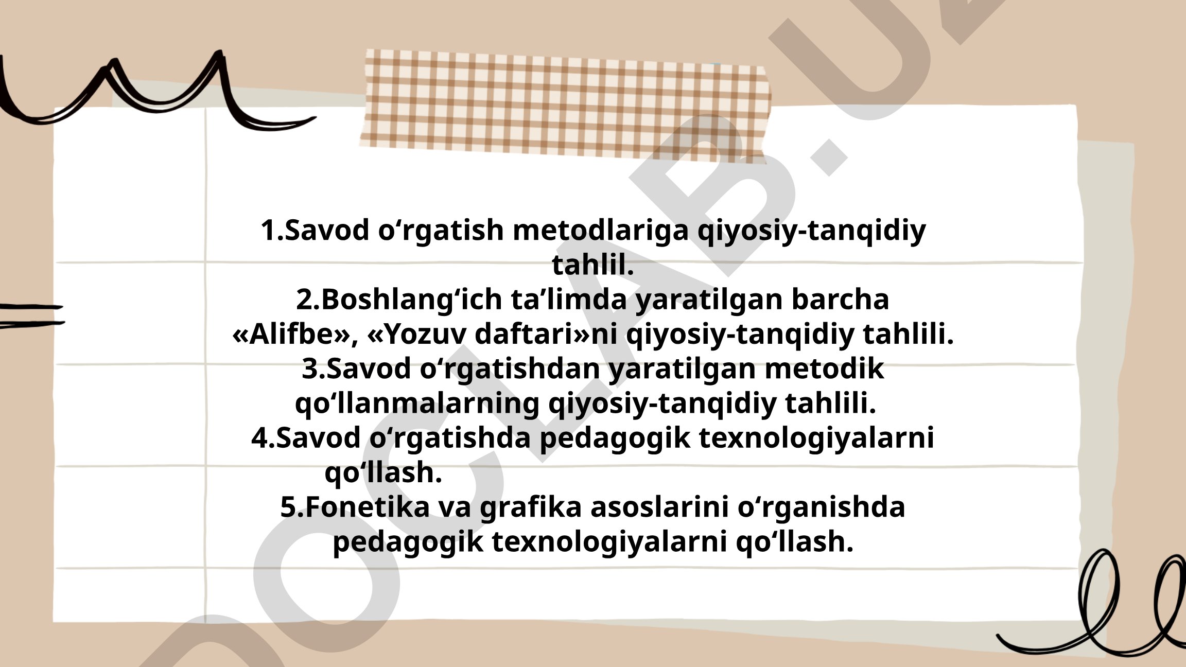 Savod o'rgatish metodlari va boshlang'ich ta'lim vositalarining qiyosiy-tanqidiy tahlili
