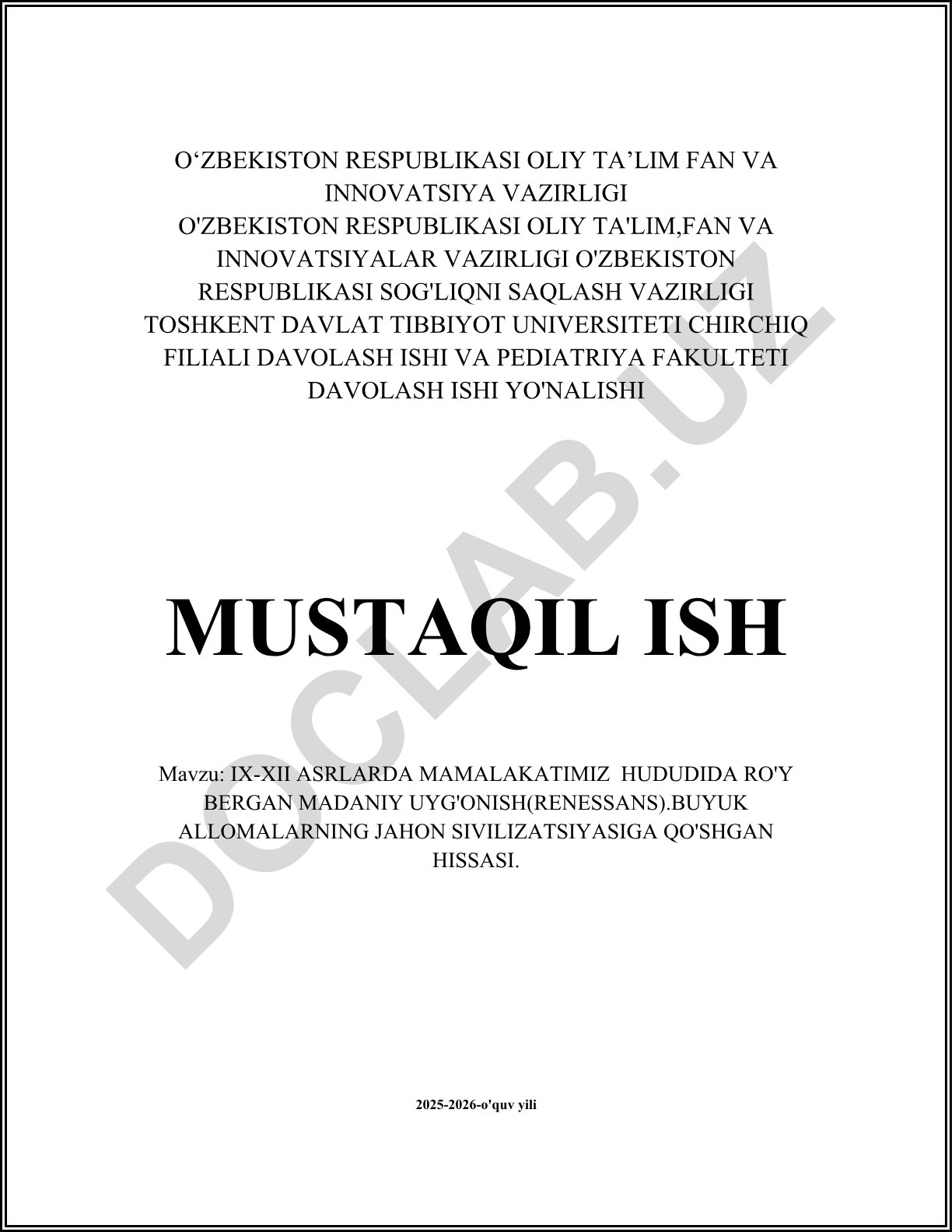 IX-XII asrlarda mamlakatiniz hududida ro'y bergan madaniy uyg'onish va buyuk allomalarning jahon sivilizatsiyasiga qo'shgan hissasi