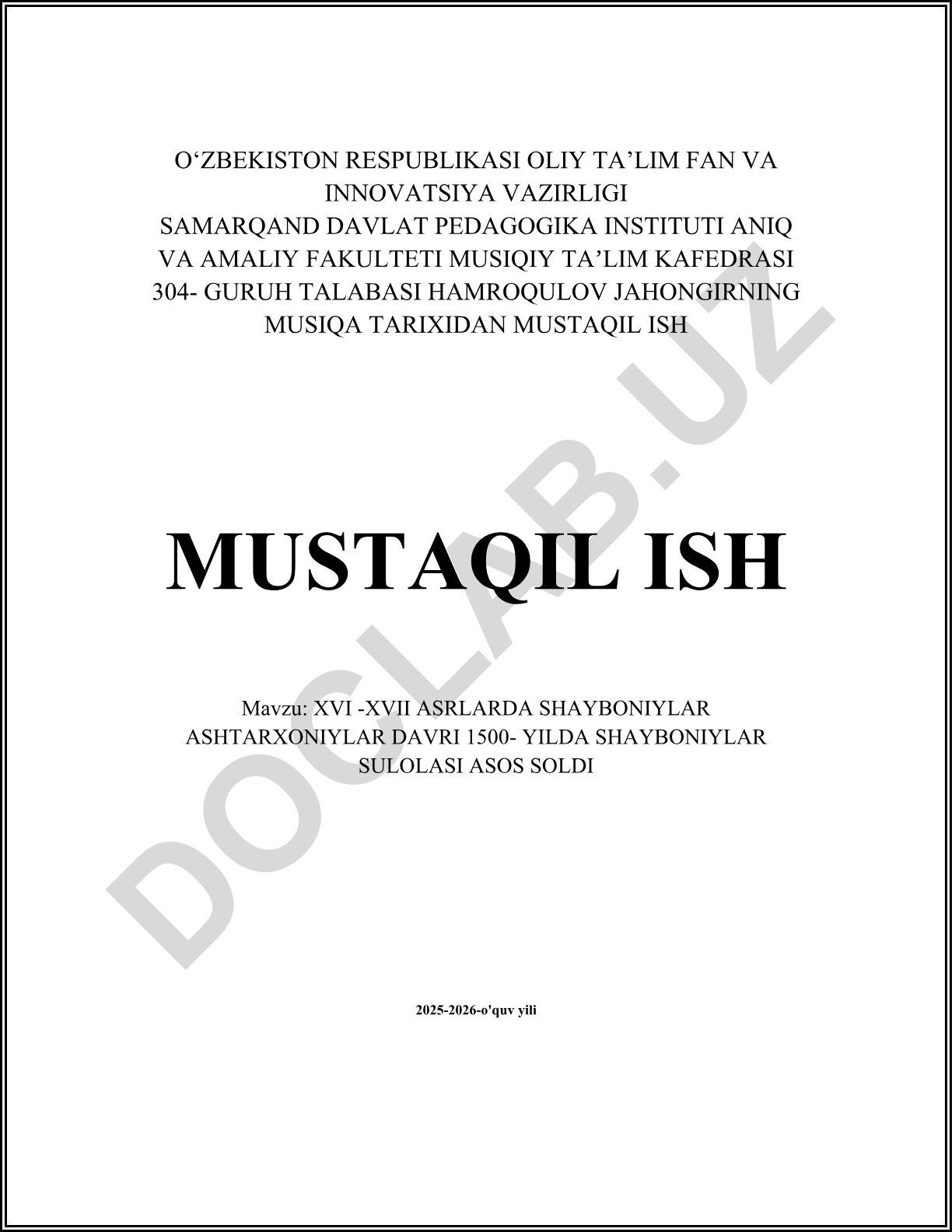 XVI-XVII asrlarda Shayboniylar Ashtarxoniylar davri