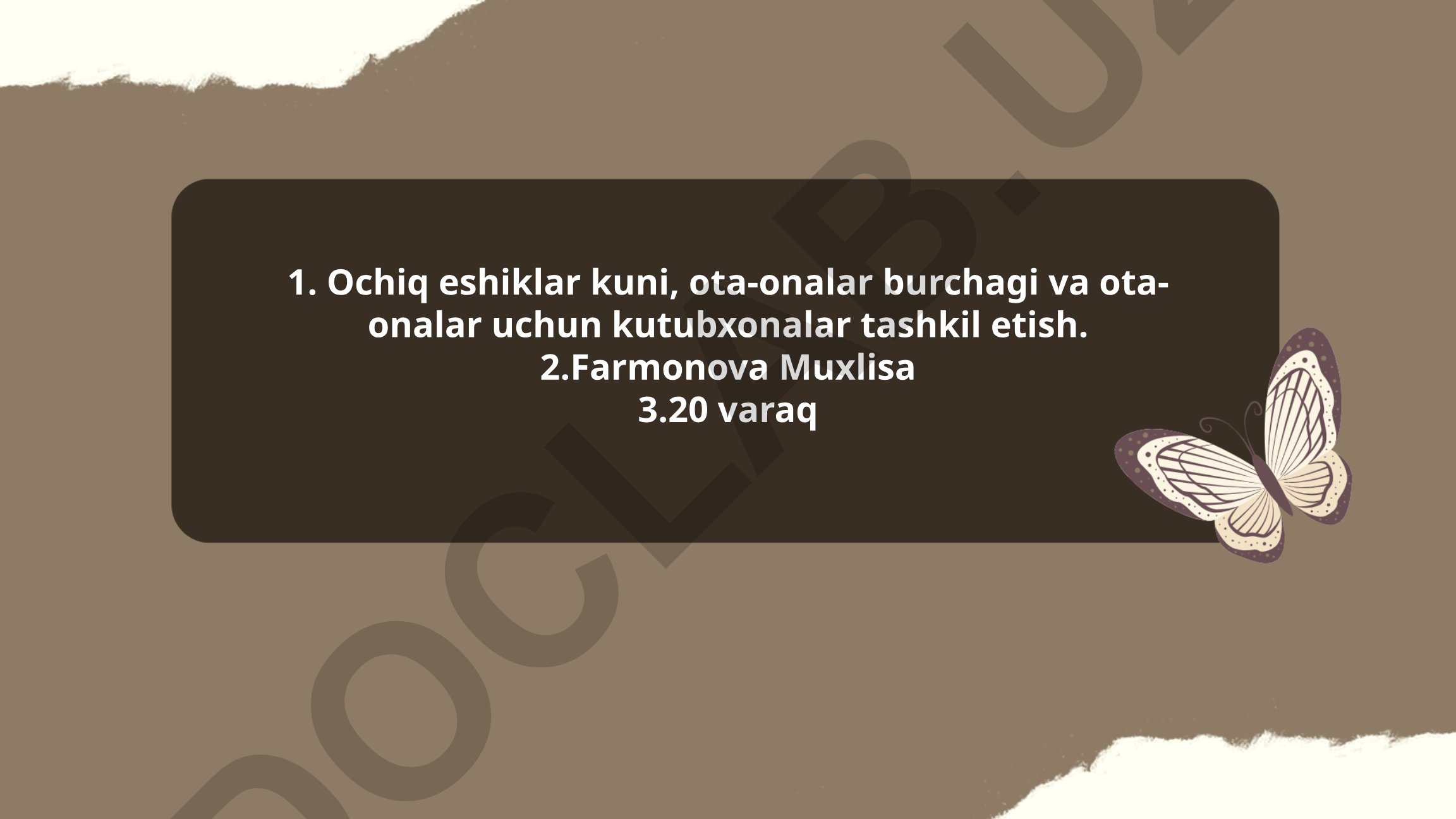 Ochiq eshiklar kuni, ota-onalar burchagi va ota-onalar uchun kutubxonalar tashkil etish