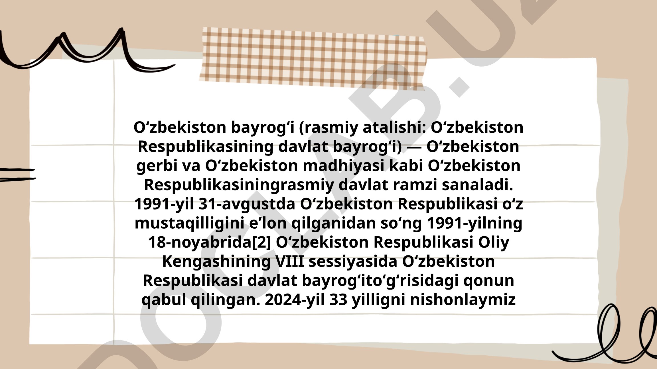 Oʻzbekiston Respublikasining davlat bayrogʻi tarixi va ramziy ma'nosi