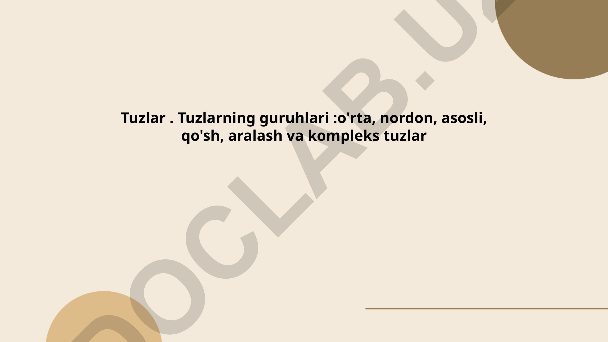 Tuzlarning kimyoviy xossalari va tasnifi