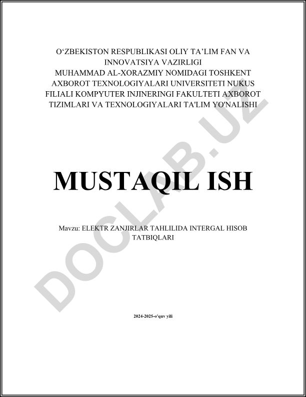 Elektr zanjirlar tahlilida integral hisob tatbiqlari