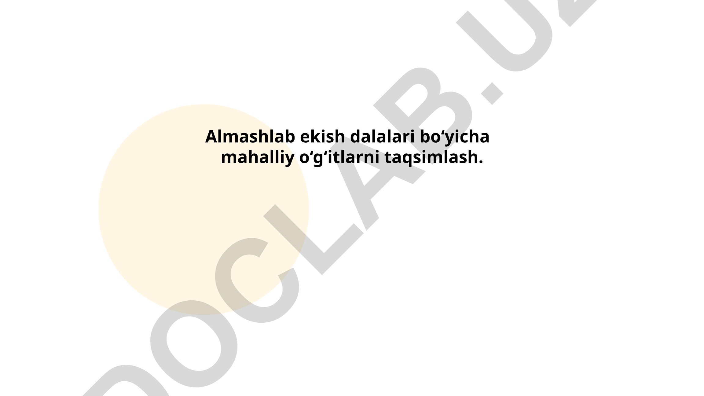 Almashlab ekish dalalari bo‘yicha mahalliy o‘g‘itlarni taqsimlash