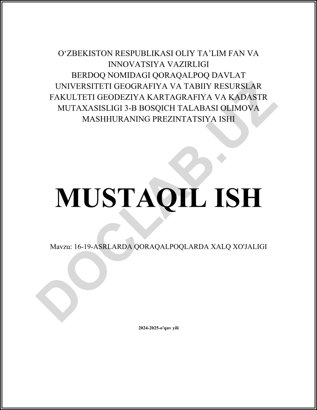 16-19-asrlarda Qoraqalpoqlarda xalq xo'jaligi