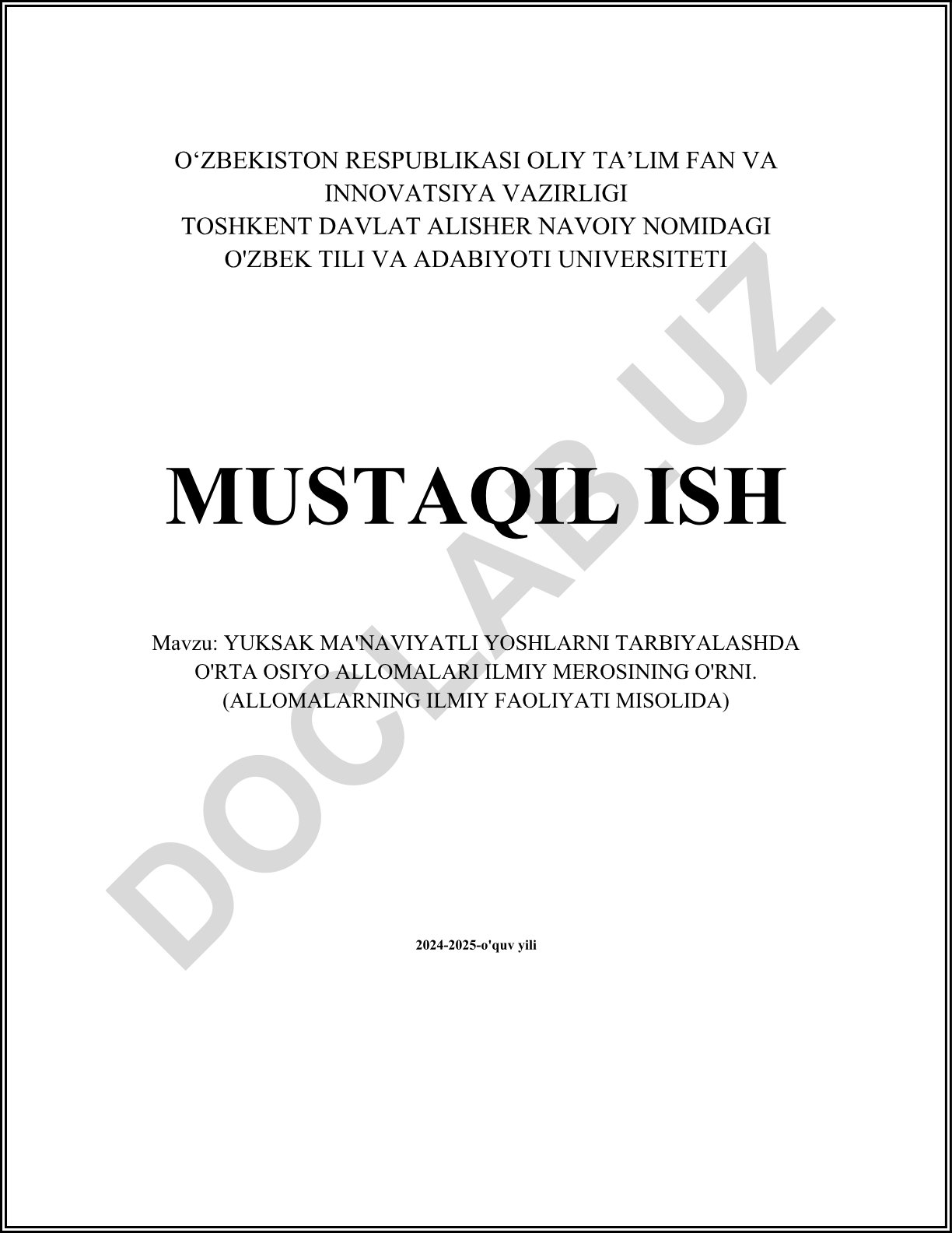 Yuksak ma'naviyatli yoshlarni tarbiyalashda O'rta Osiyo allomalari ilmiy merosining o'rni