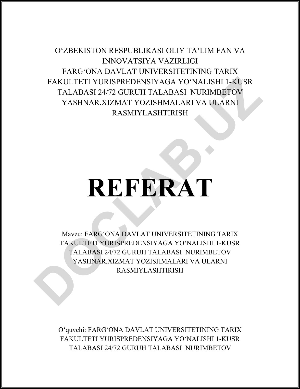 Xizmat yozishmalari va ularni rasmiylashtirish