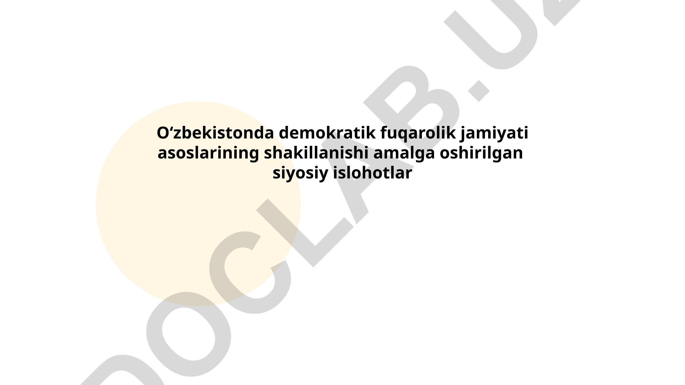 O'zbekistonda demokratik fuqarolik jamiyati asoslarining shakillanishi