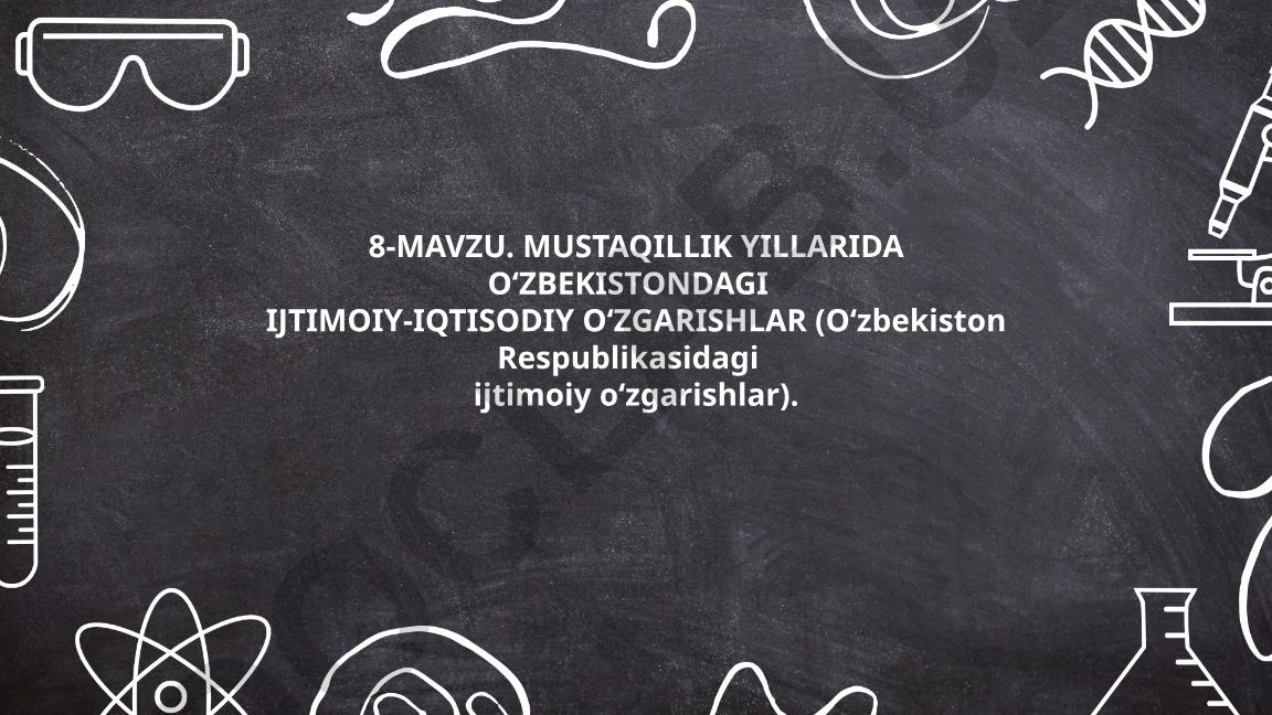 Mustaqillik yillarida O‘zbekistondagi ijtimoiy-iqtisodiy o‘zgarishlar