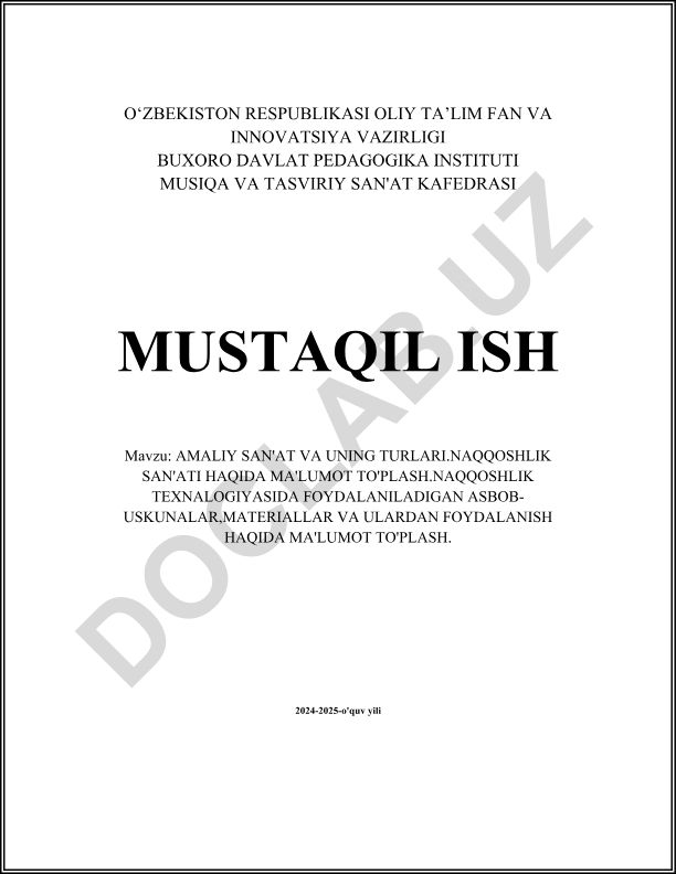 Amaliy san'at va uning turlari. Naqqoshlik san'ati haqida ma'lumot to'plash