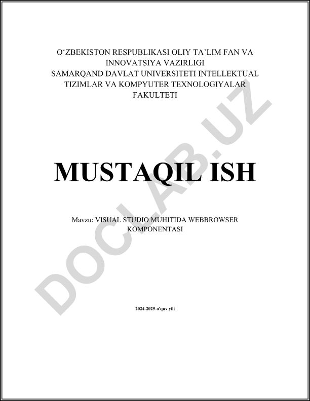 Visual Studio muhitida WebBrowser komponentasi