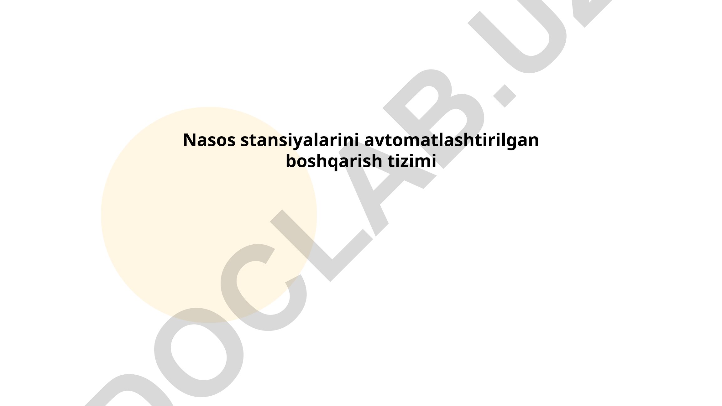 Nasos stansiyalarini avtomatlashtirilgan boshqarish tizimi