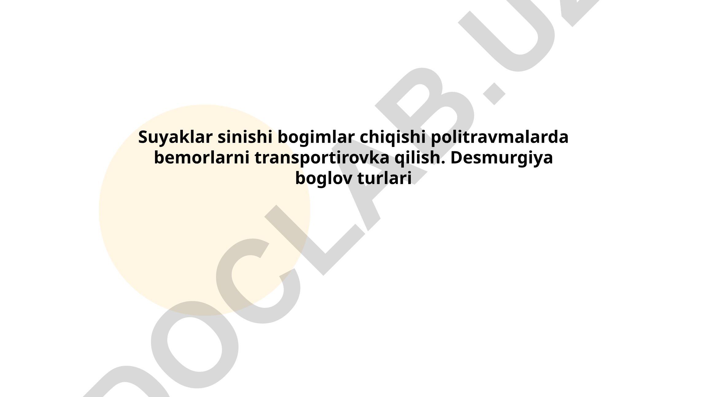 Suyaklar sinishi, bo'g'imlar chiqishi va politravmalarda transportirovka