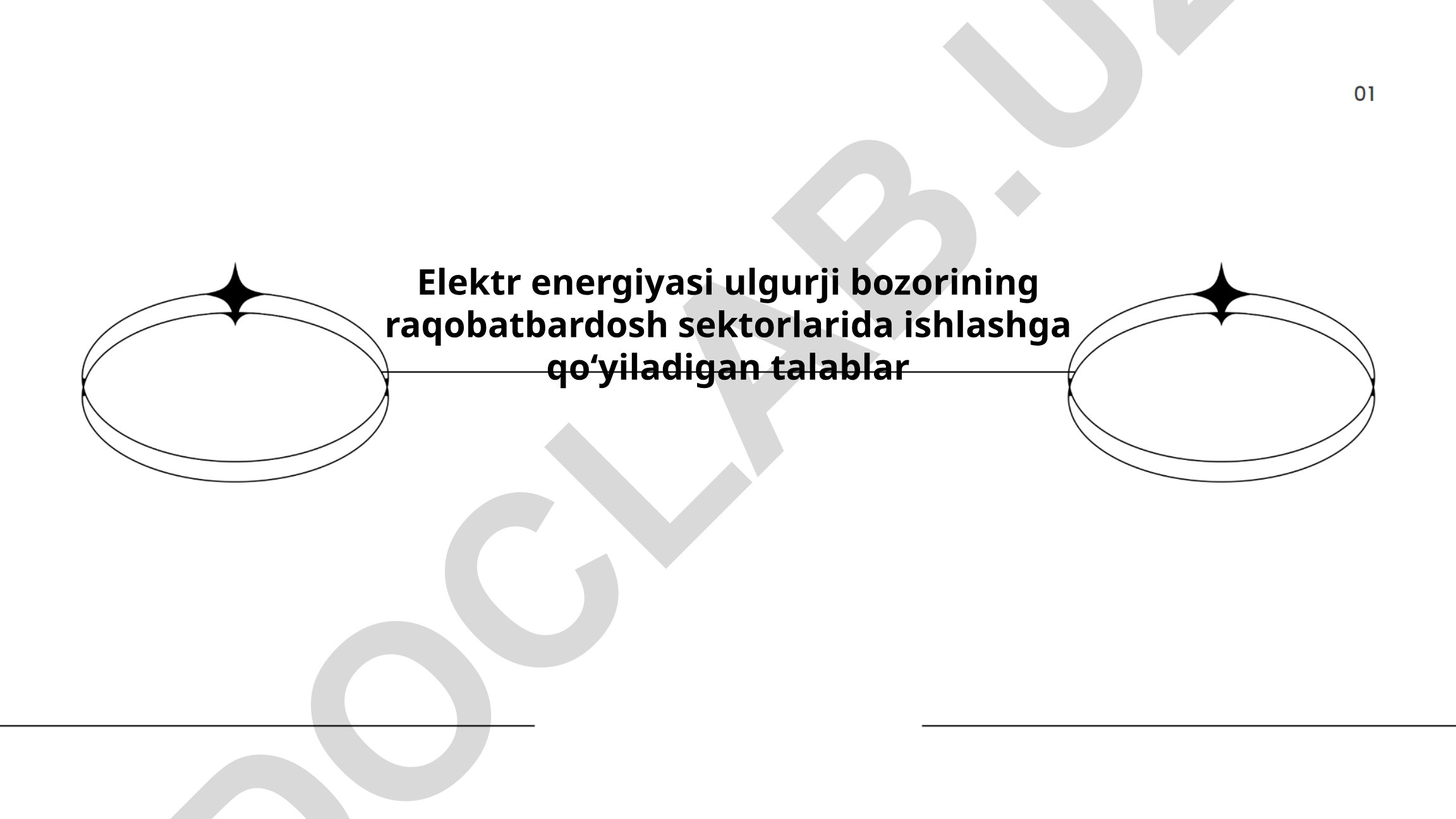 Elektr energiyasi ulgurji bozorining raqobatbardosh sektorlarida ishlash talablari