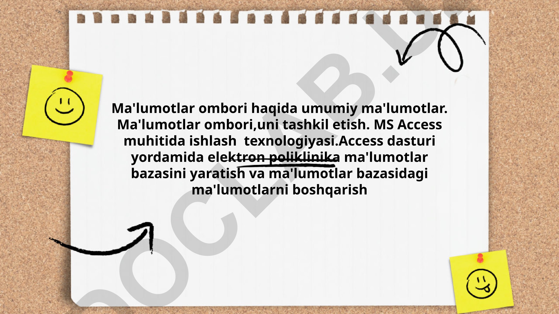 Ma'lumotlar ombori va MS Access yordamida elektron poliklinika ma'lumotlar bazasini yaratish