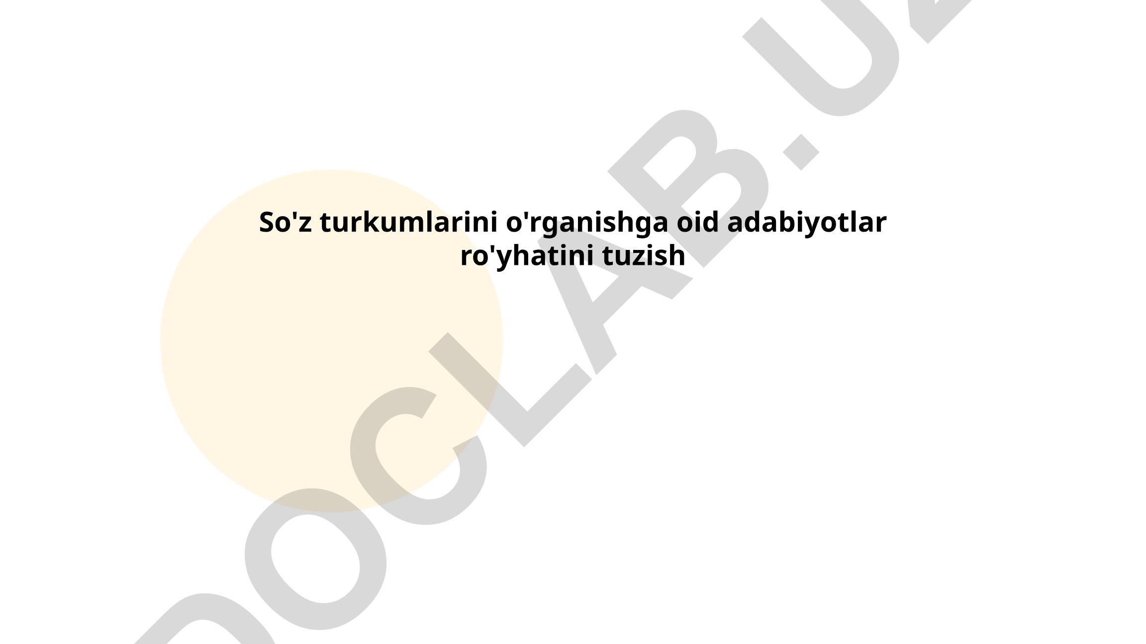 So'z turkumlarini o'rganishga oid adabiyotlar ro'yhati