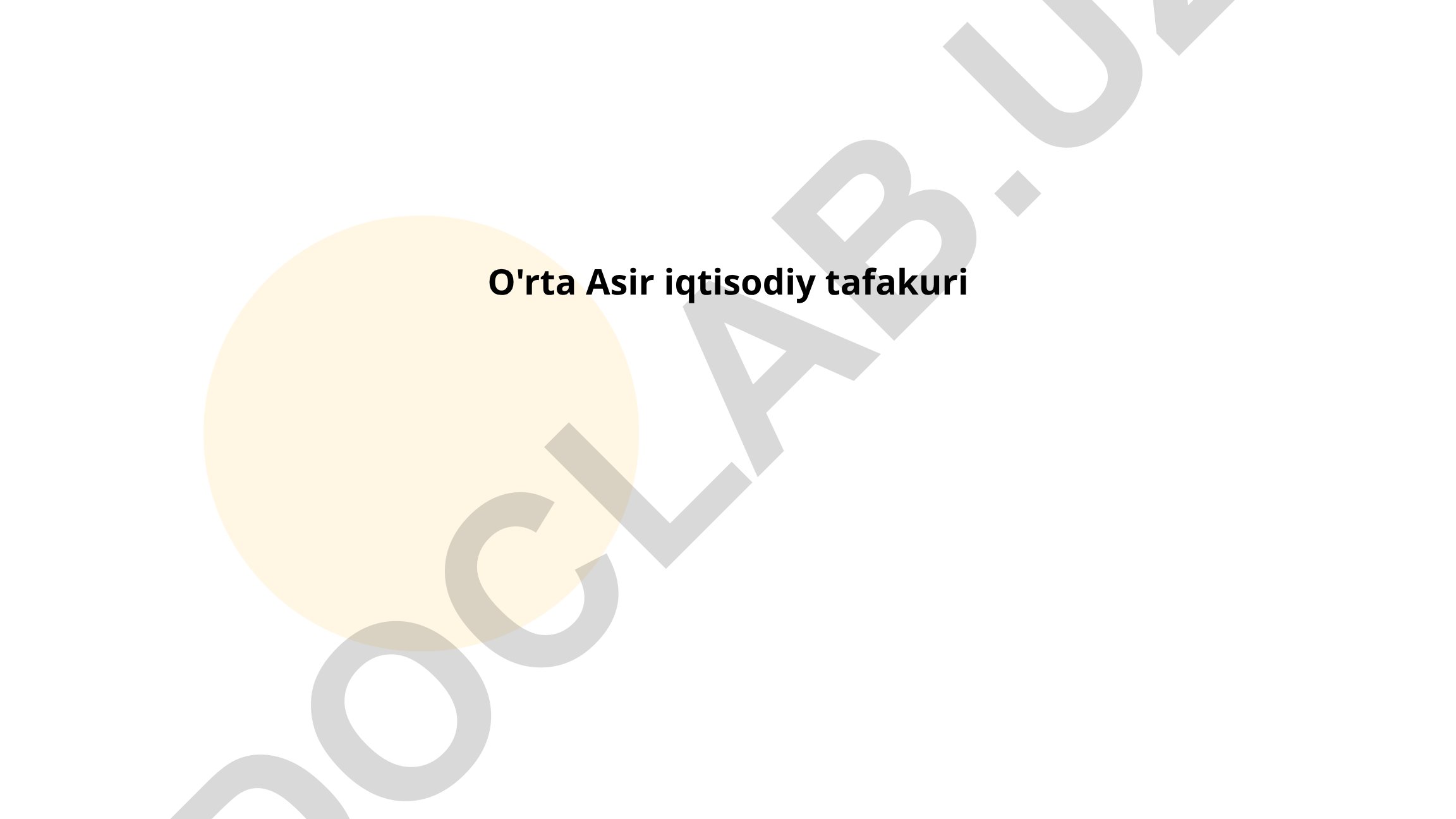 O'rta Asir iqtisodiy tafakuri