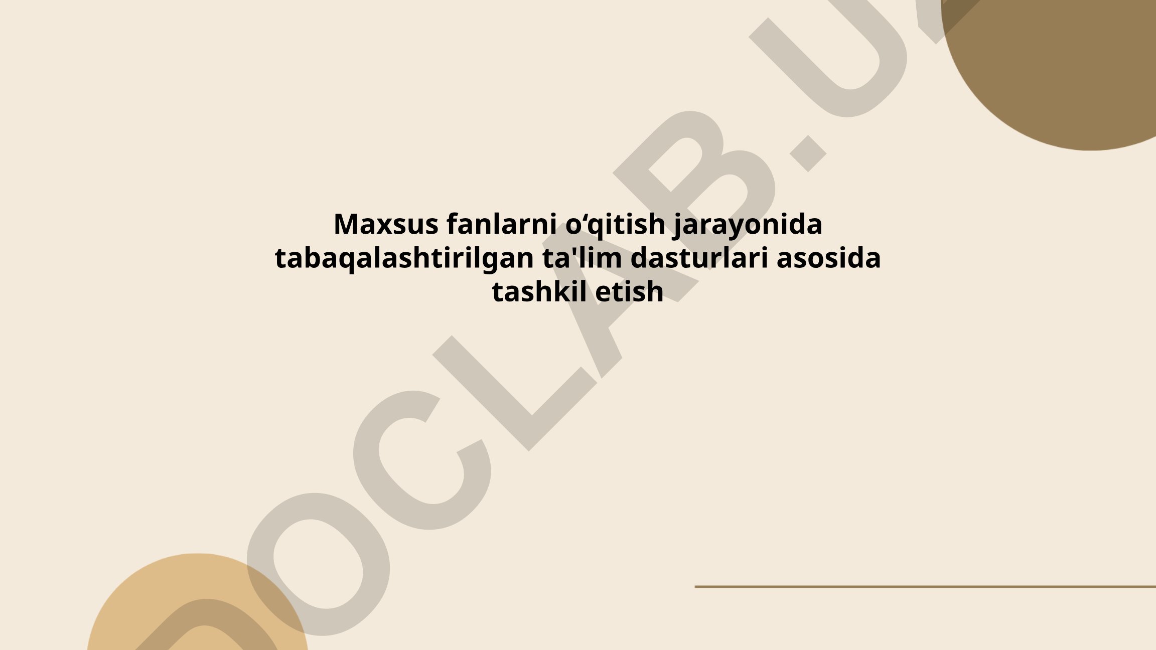 Maxsus fanlarni o‘qitish jarayonida tabaqalashtirilgan ta'lim dasturlari asosida tashkil etish