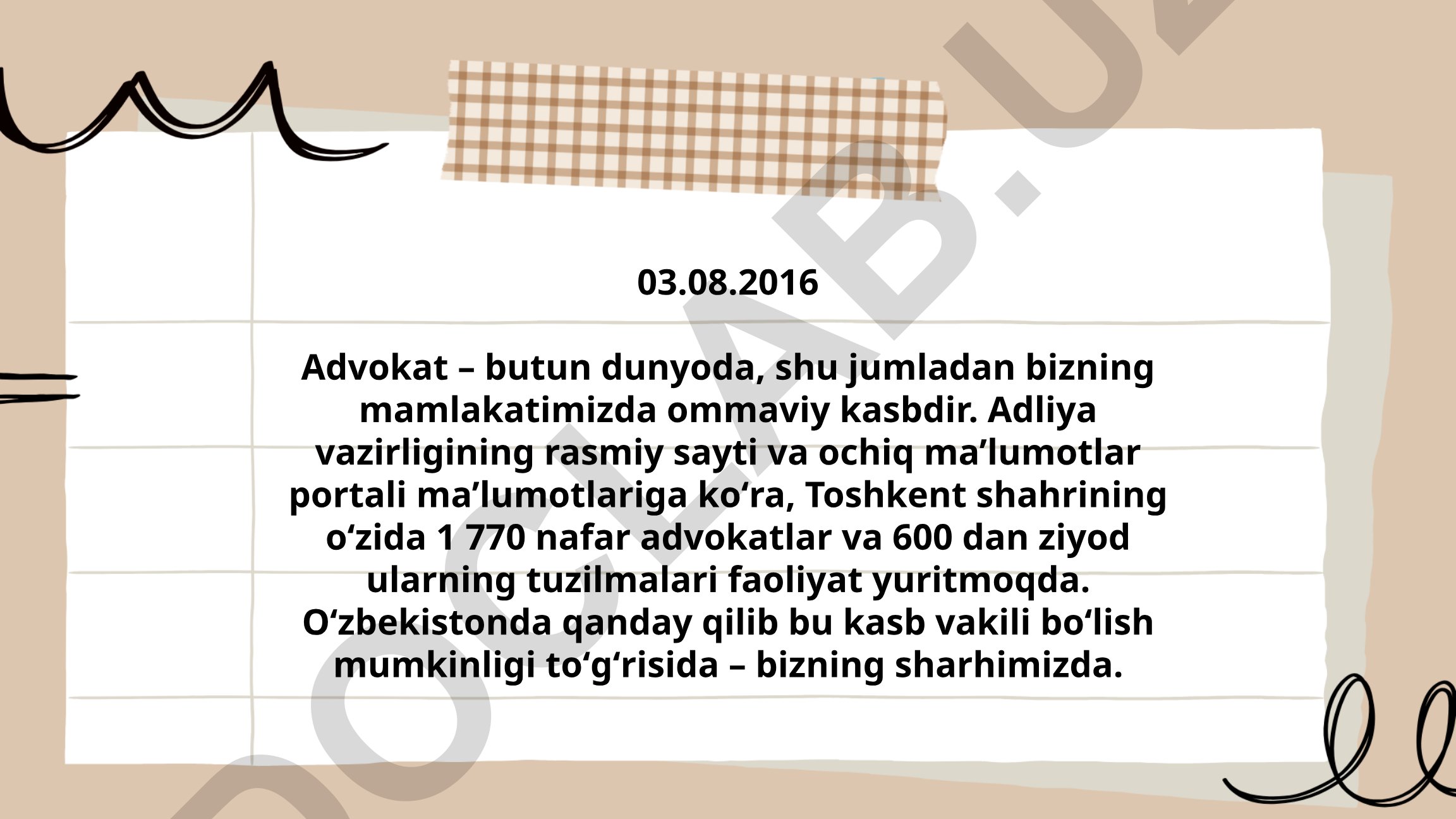 Advokat kasbi va O'zbekistonda advokat bo'lish yo'llari