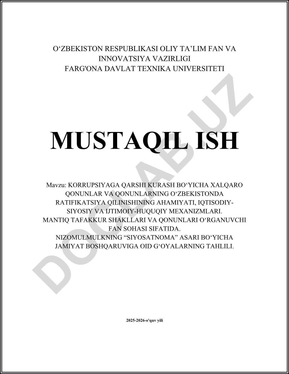 Korrupsiyaga qarshi kurash bo'yicha xalqaro qonunlar va ularning O'zbekistonda ratifikatsiya qilinishining ahamiyati
