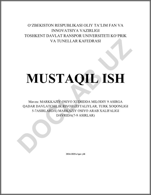 Markaziy Osiyo hududida milodiy 9 asirgacha davlatchilik rivoji