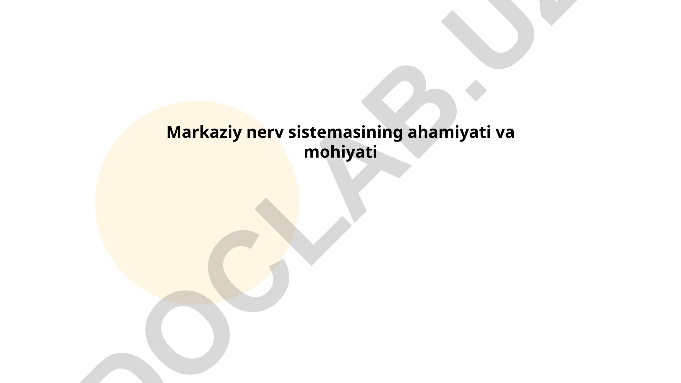Markaziy nerv sistemasining ahamiyati va mohiyati