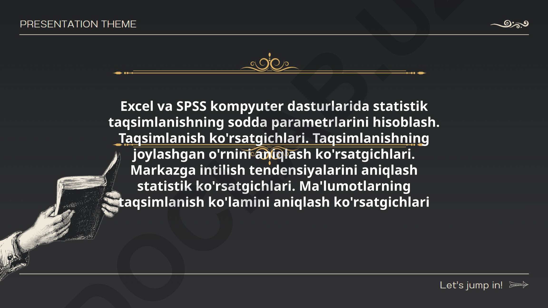 Excel va SPSS dasturlarida statistik taqsimlanish parametrlarini hisoblash