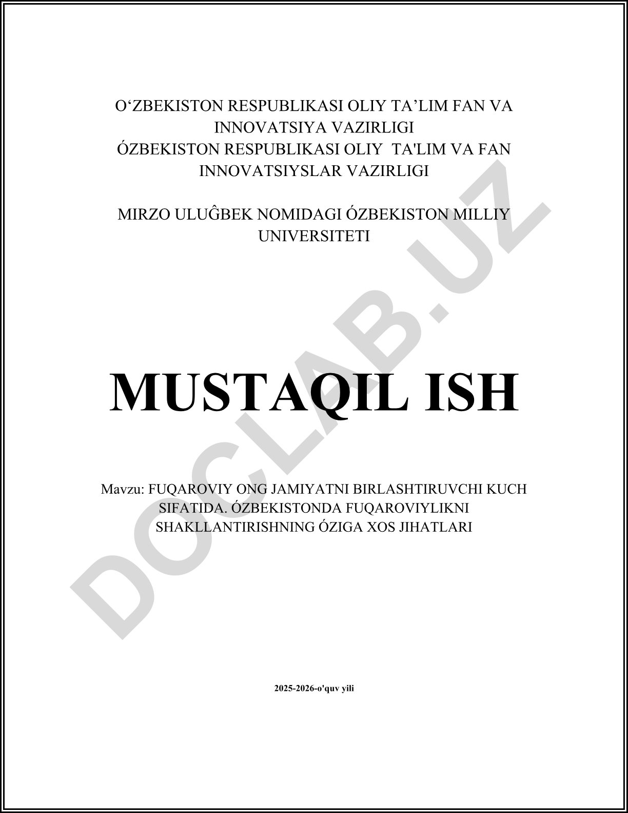 Fuqaroviy ong jamiyatni birlashtiruvchi kuch sifatida. O‘zbekistonda fuqaroviylikni shakllantirishning o‘ziga xos jihatlari
