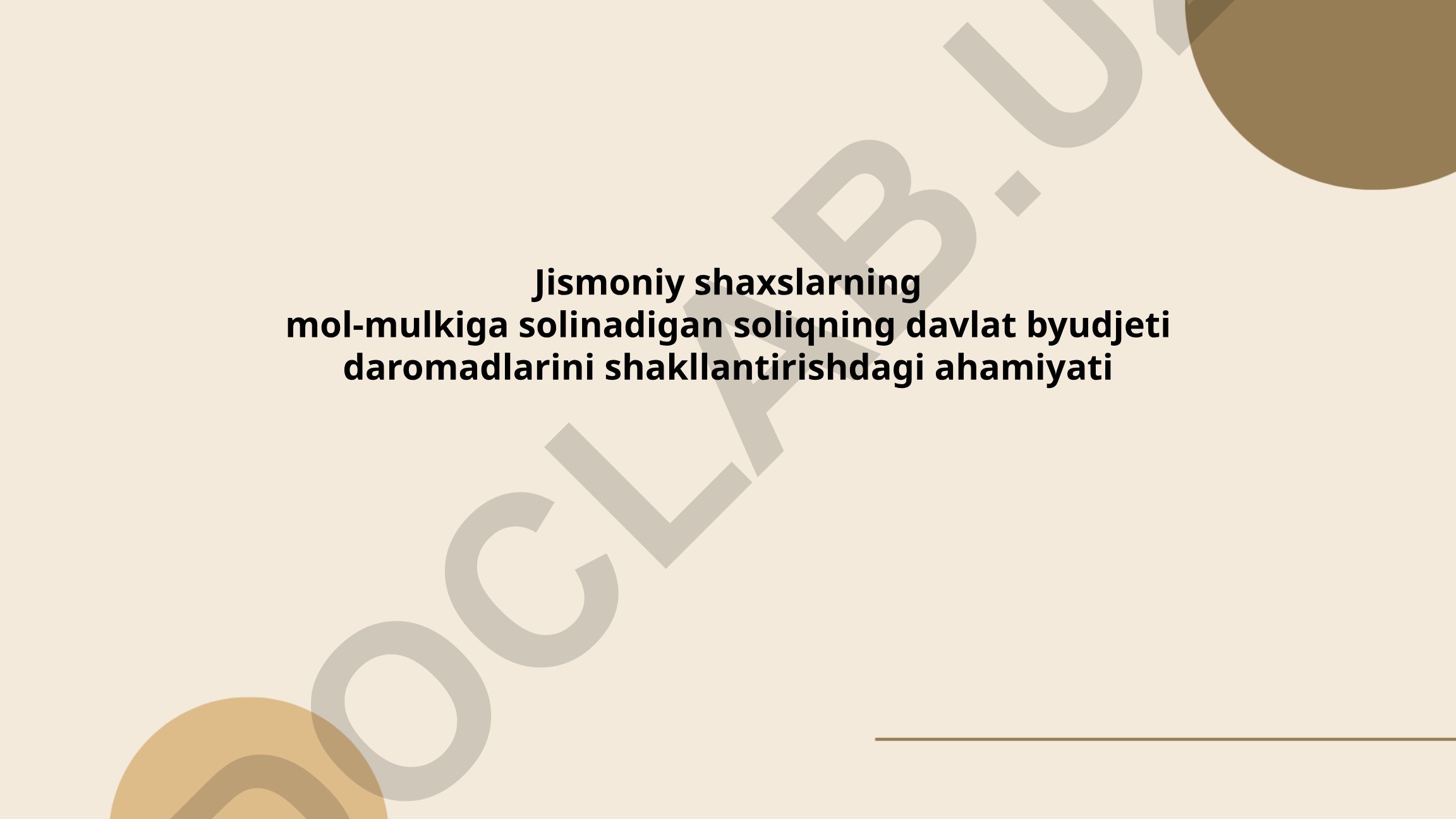 Jismoniy shaxslarning mol-mulk solig'i va davlat byudjeti daromadlari