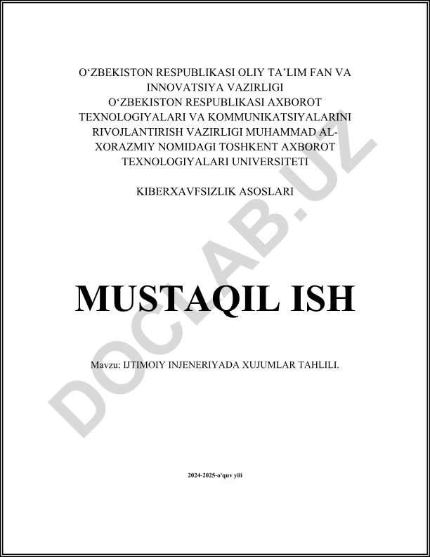 Ijtimoiy injeneriyada xujumlar tahlili