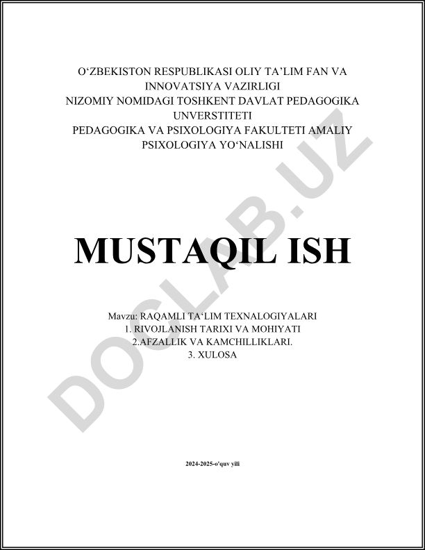 Raqamli ta'lim texnologiyalari