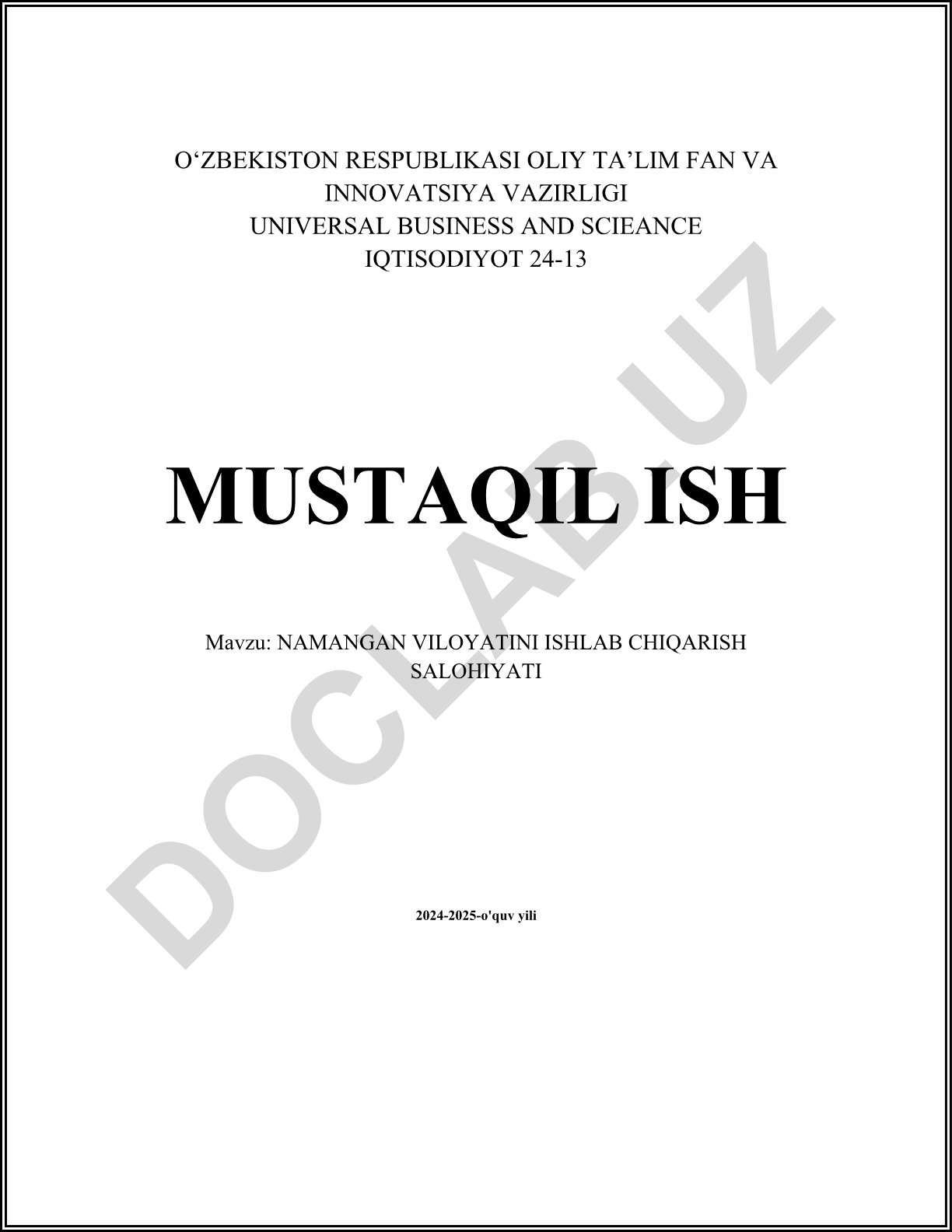 Namangan viloyatini ishlab chiqarish salohiyati