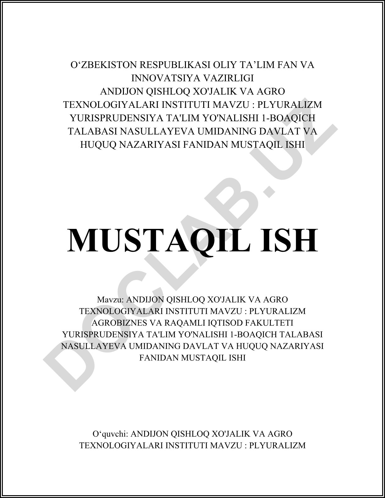 Plyuralizm nazariyasi va davlat boshqaruvi
