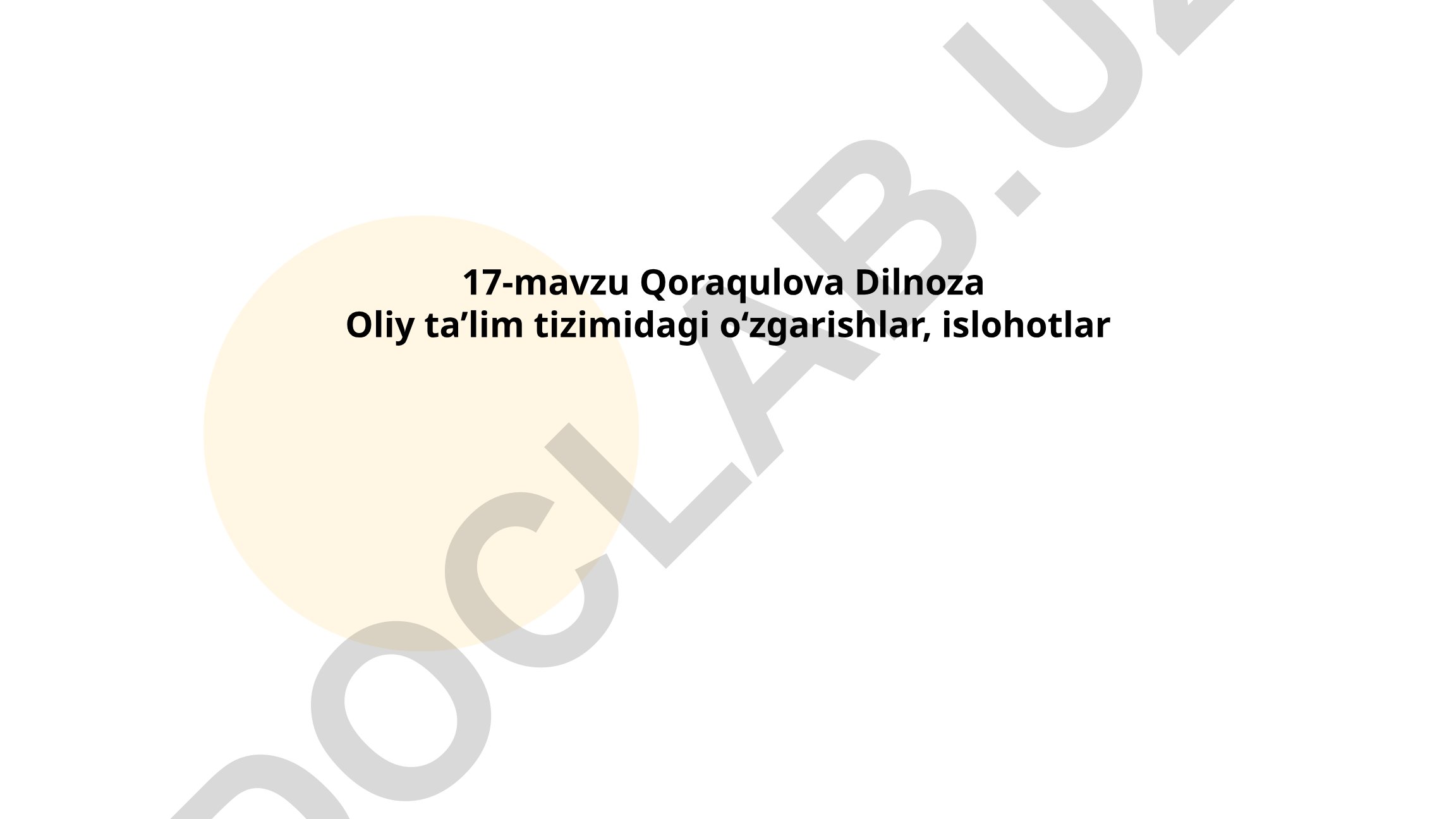 Oliy ta'lim tizimidagi o'zgarishlar va islohotlar