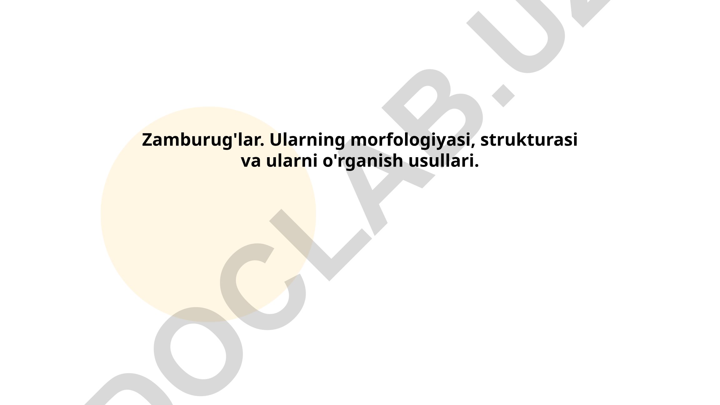 Zamburug'lar: morfologiyasi, strukturasi va o'rganish usullari