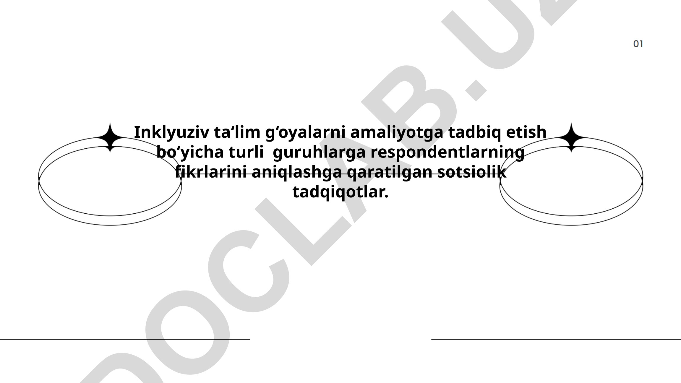 Inklyuziv ta'lim g'oyalarini amaliyotga tadbiq etish bo'yicha sotsiologik tadqiqot