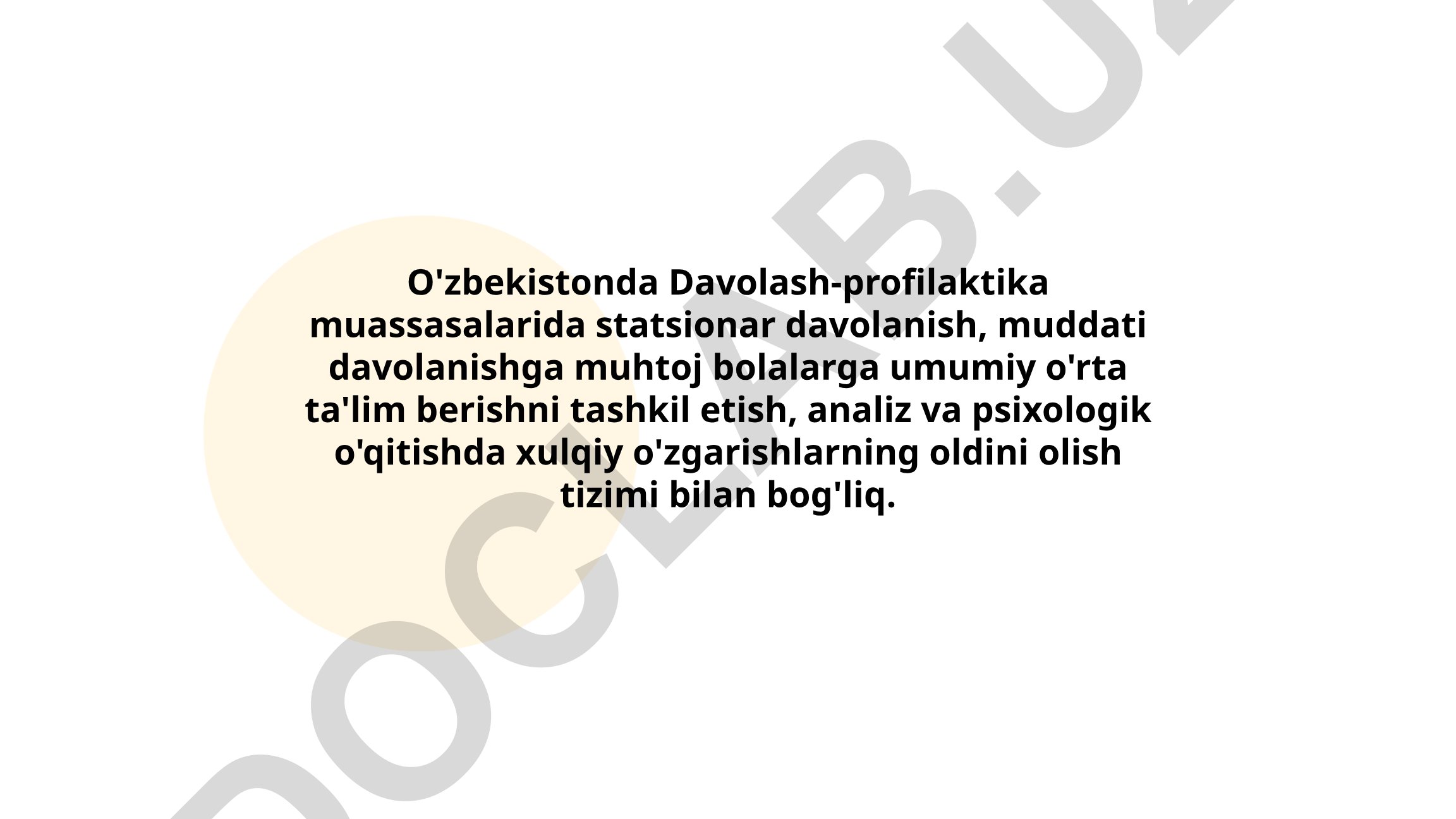 Statsionar davolash muassasalarida umumiy o'rta ta'limni tashkil etish
