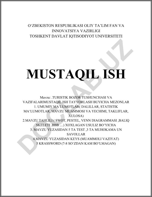 Turistik bozor tushunchasi va vazifalari
