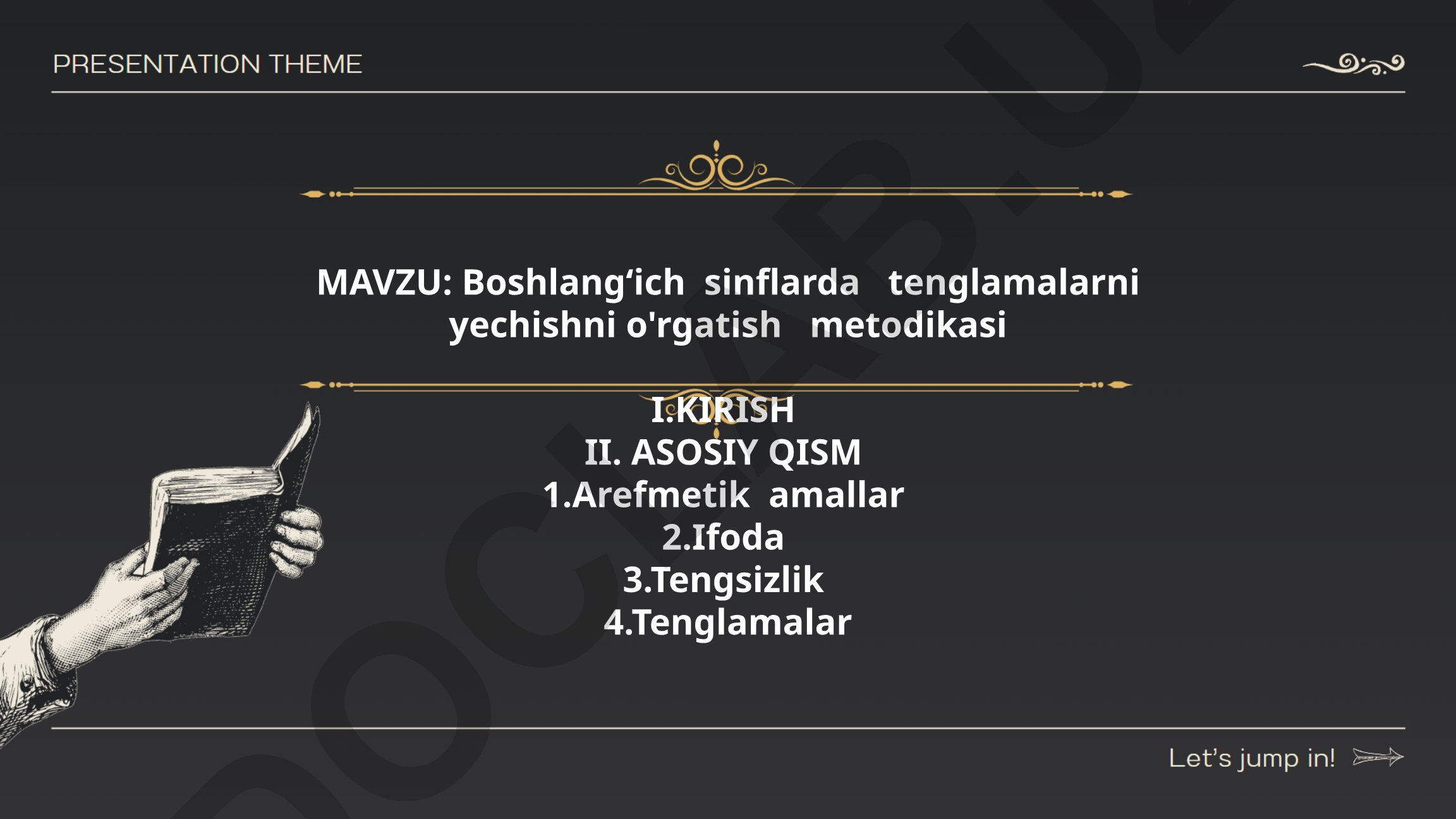 Boshlang‘ich sinflarda tenglamalarni yechishni o'rgatish metodikasi