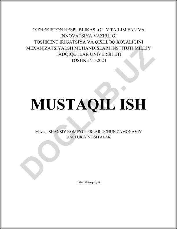 Shaxsiy kompyuterlar uchun zamonaviy dasturiy vositalar