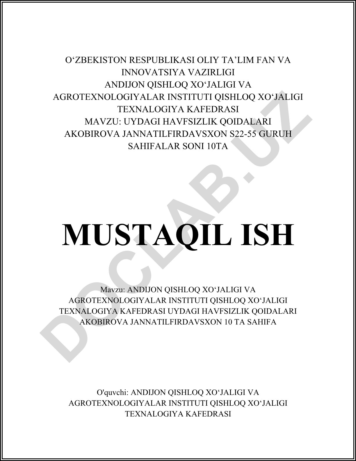 Uydagi havfsizlik qoidalari