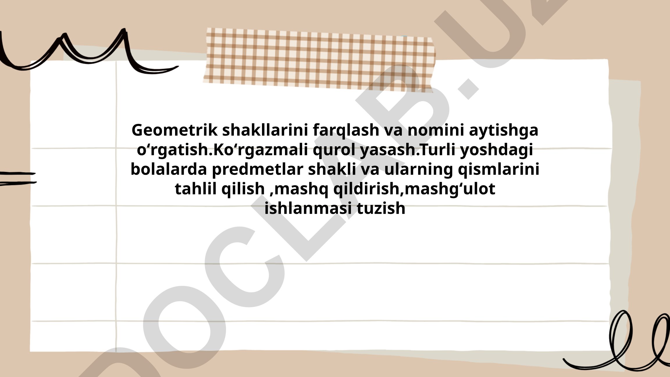 Geometrik shakllarni farqlash va ko'rgazmali qurollar yasash