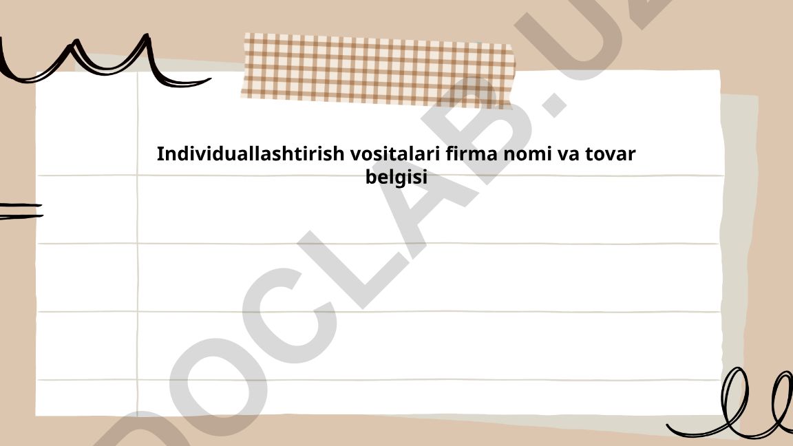 Individuallashtirish vositalari: firma nomi va tovar belgisi